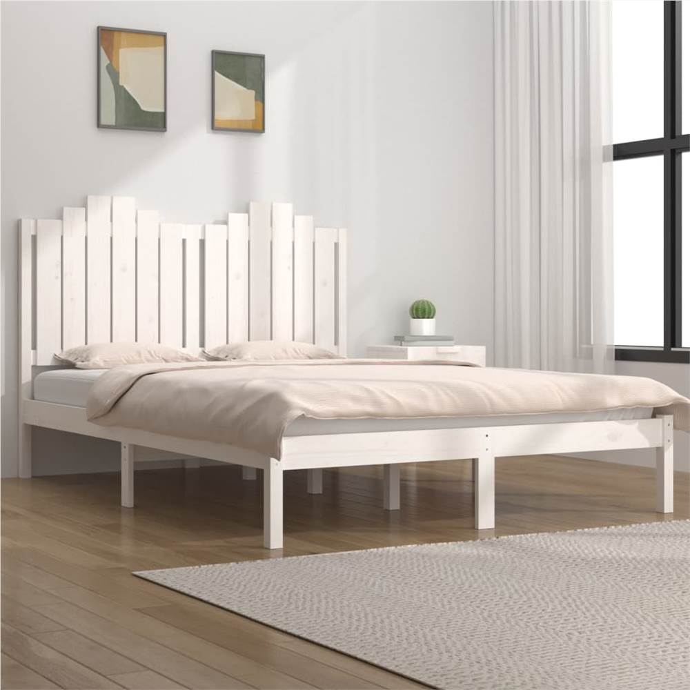 

Bed Frame White Solid Wood Pine 120x190 cm 4FT Small Double