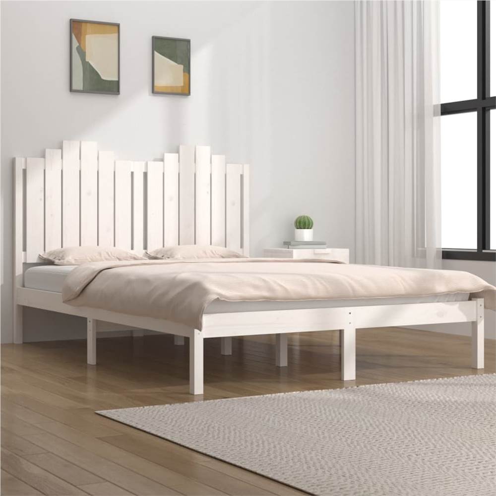 

Bed Frame White Solid Wood Pine 135x190 cm 4FT6 Double