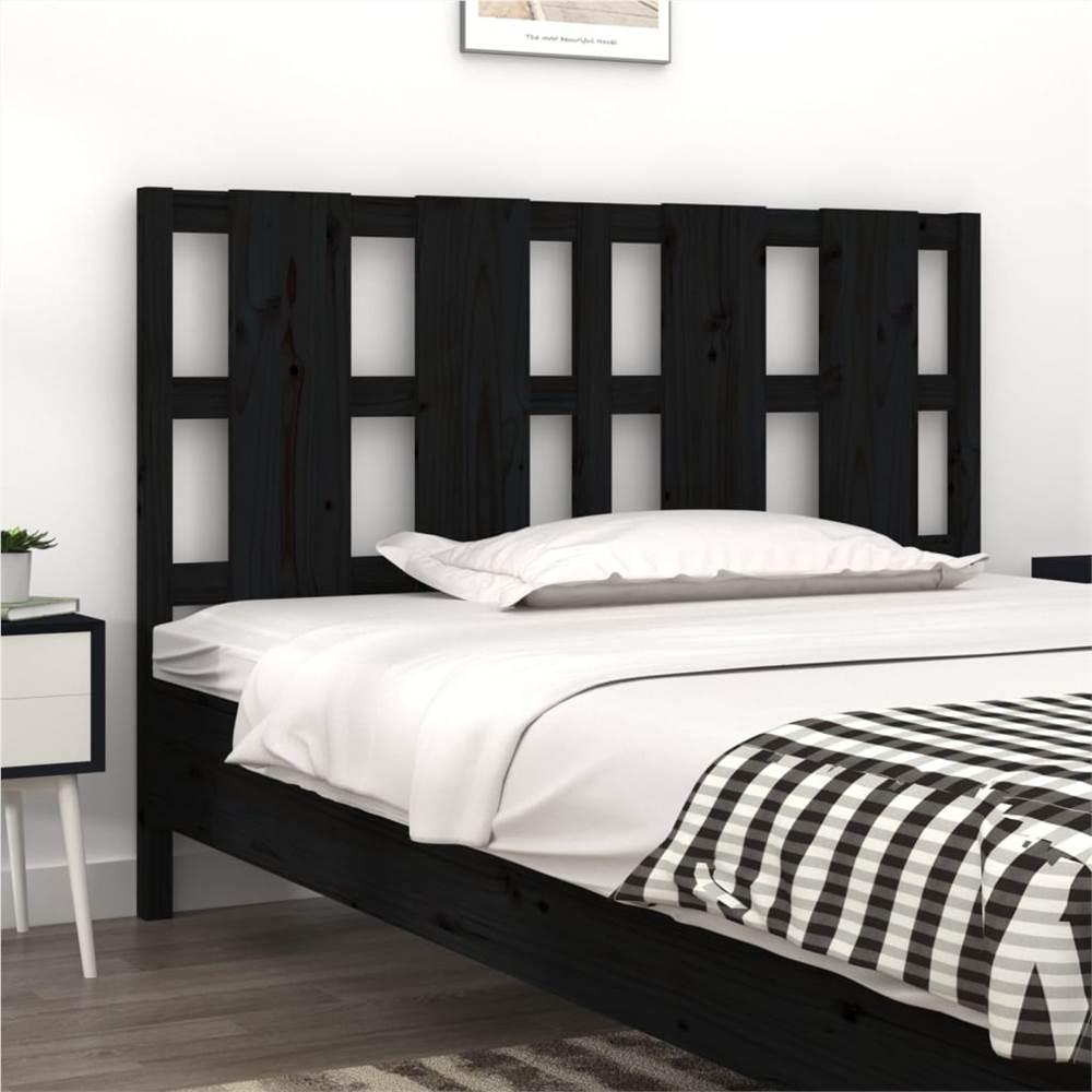 

Bed Headboard Black 125.5x4x100 cm Solid Wood Pine