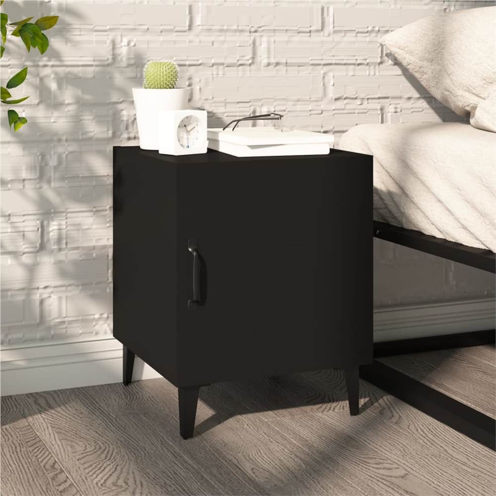 

Bedside Cabinet Black Engineered Wood