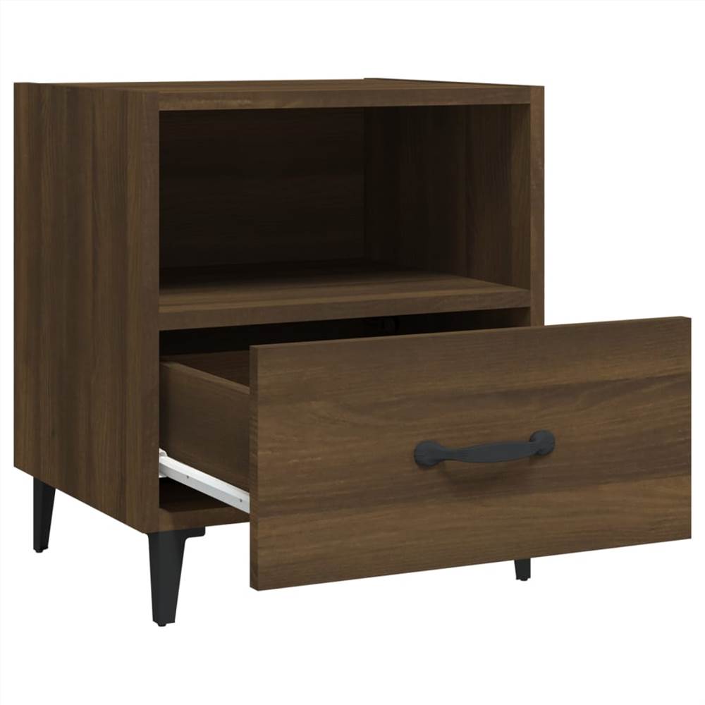 Bedside Cabinet Brown Oak Engineered Wood