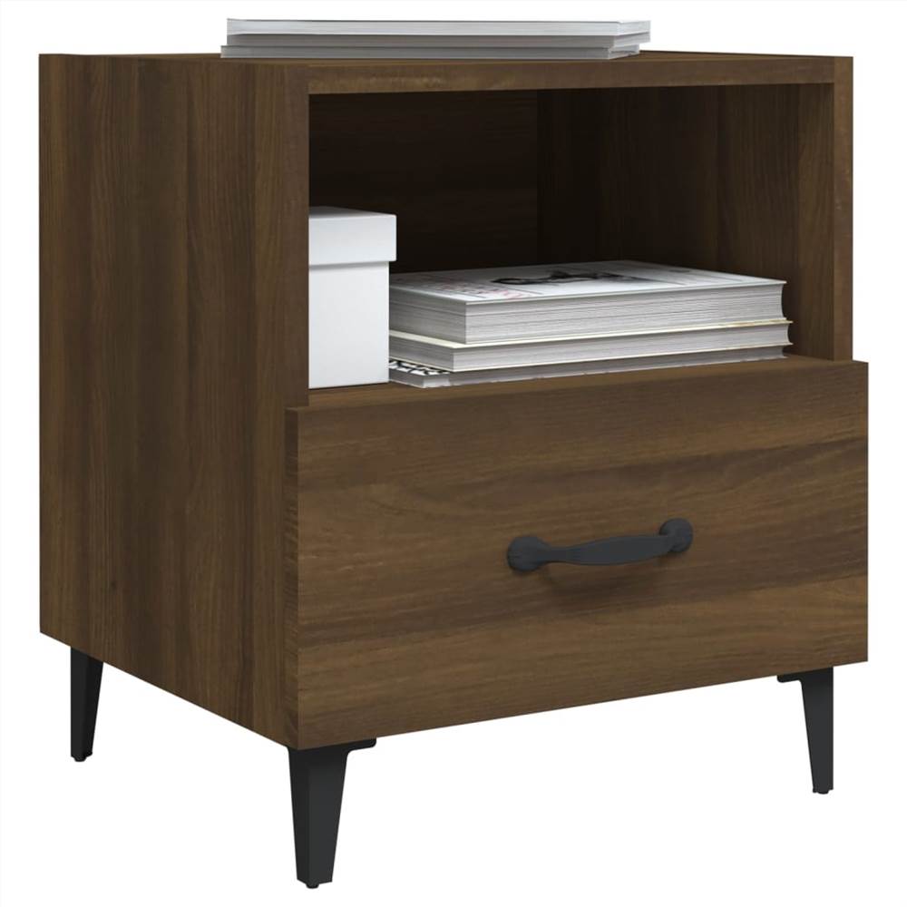 Bedside Cabinet Brown Oak Engineered Wood