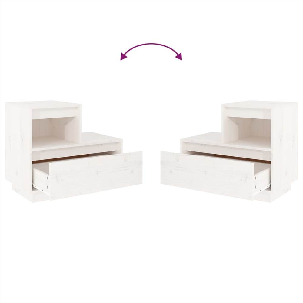 Bedside Cabinet White 60x34x51 cm Solid Wood Pine