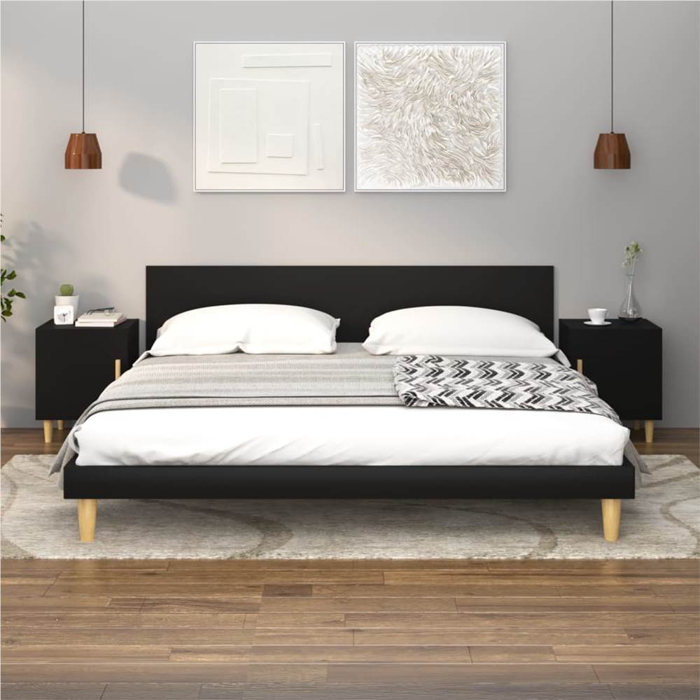 

Bedside Cabinets 2 pcs Black Engineered Wood
