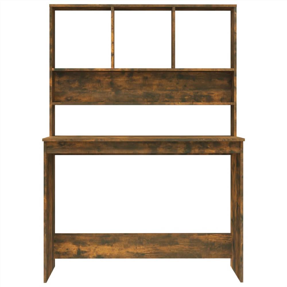 Desk with Shelves Smoked Oak 110x45x157 cm Engineered Wood