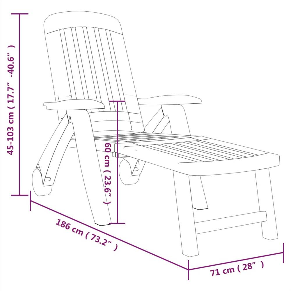 Folding Sun Lounger Polypropylene White