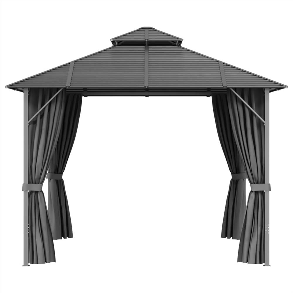 Gazebo with Sidewalls&Double Roof 3x3 m Anthracite