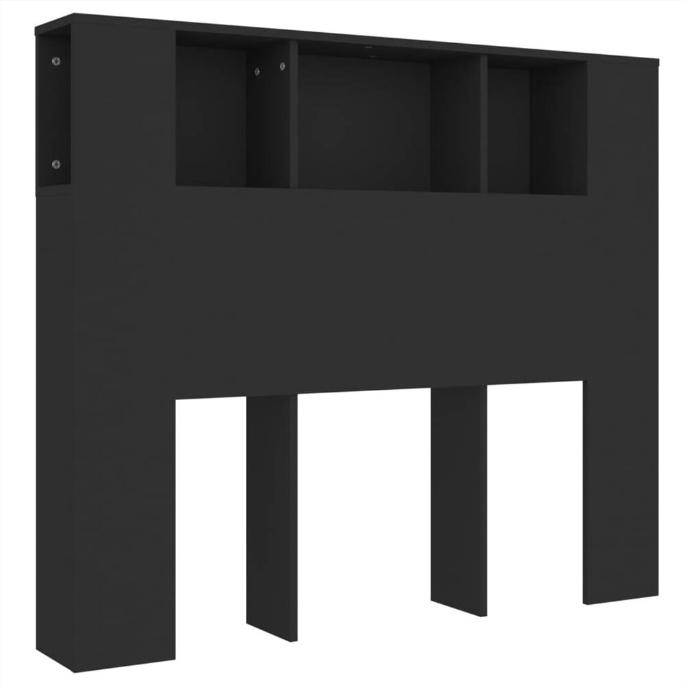 Headboard Cabinet Black 120x18.5x104.5 cm
