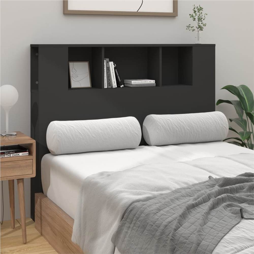 Headboard Cabinet Black 120x18.5x104.5 cm