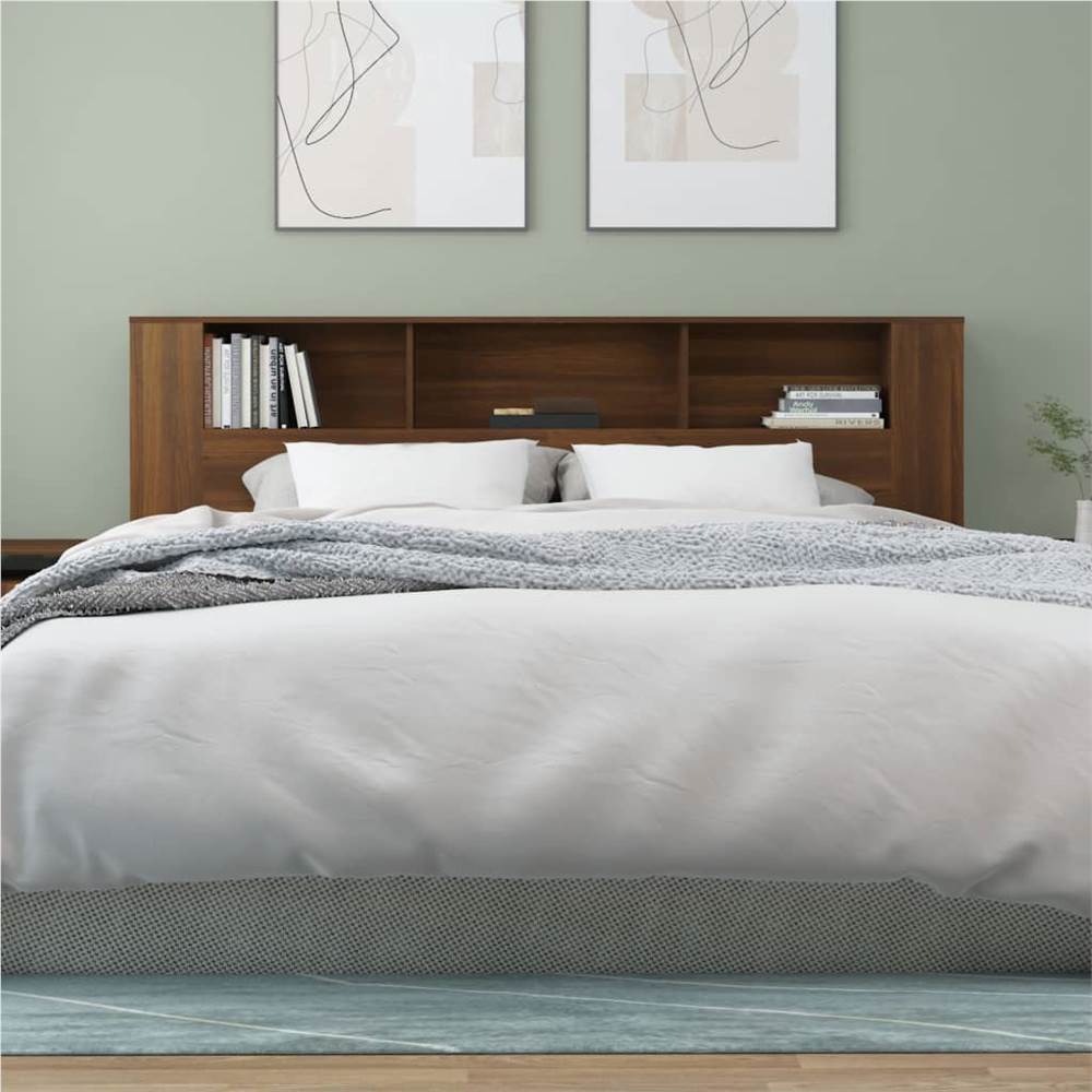 Headboard Cabinet Brown Oak 200x18.5x104.5 cm