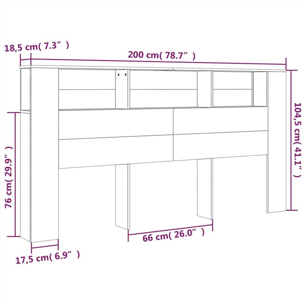 Headboard Cabinet Brown Oak 200x18.5x104.5 cm