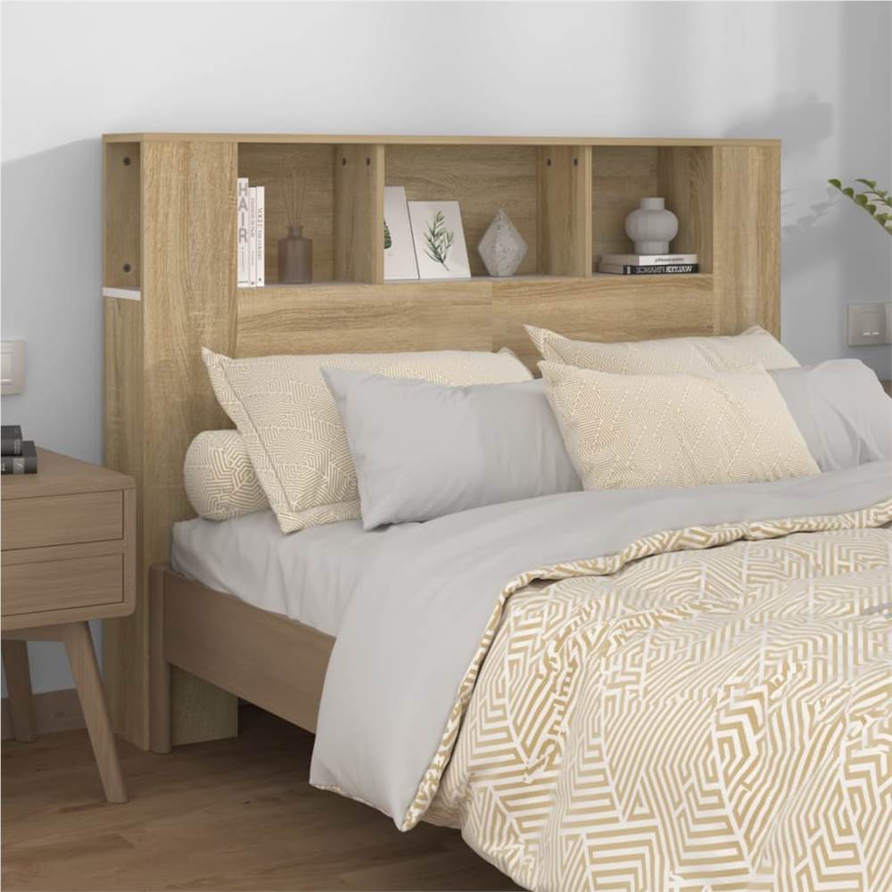 

Headboard Cabinet White and Sonoma Oak 140x18.5x104.5 cm