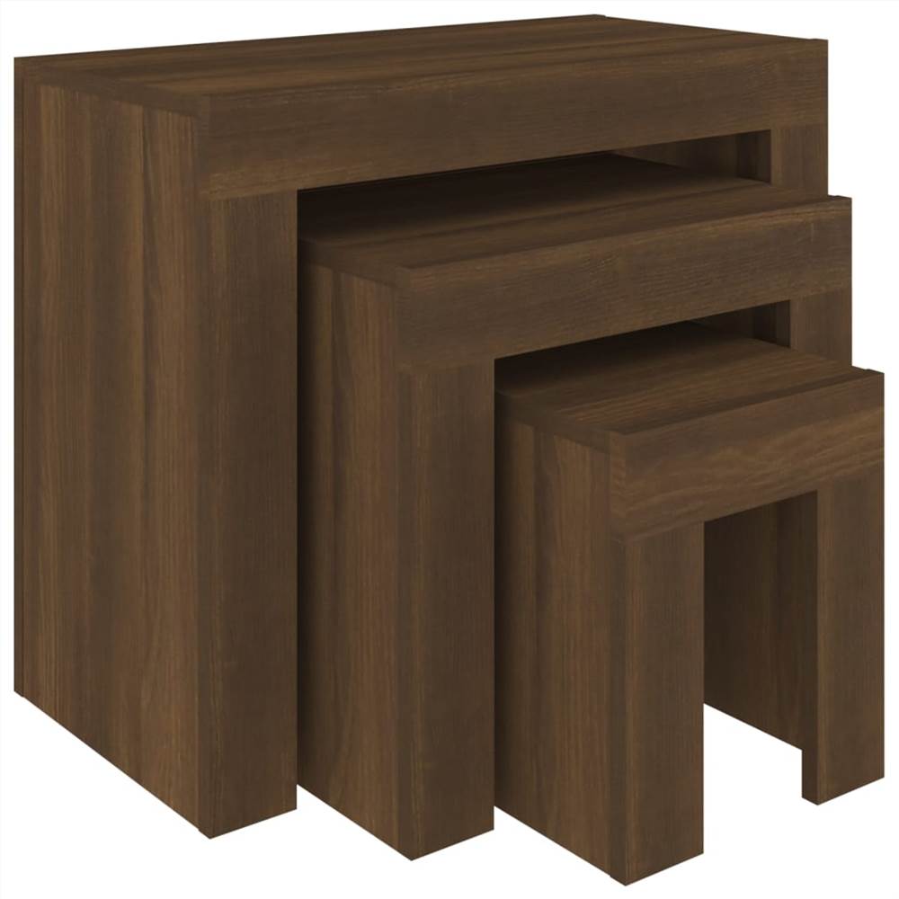 Nesting Coffee Tables 3 pcs Brown Oak Engineered Wood