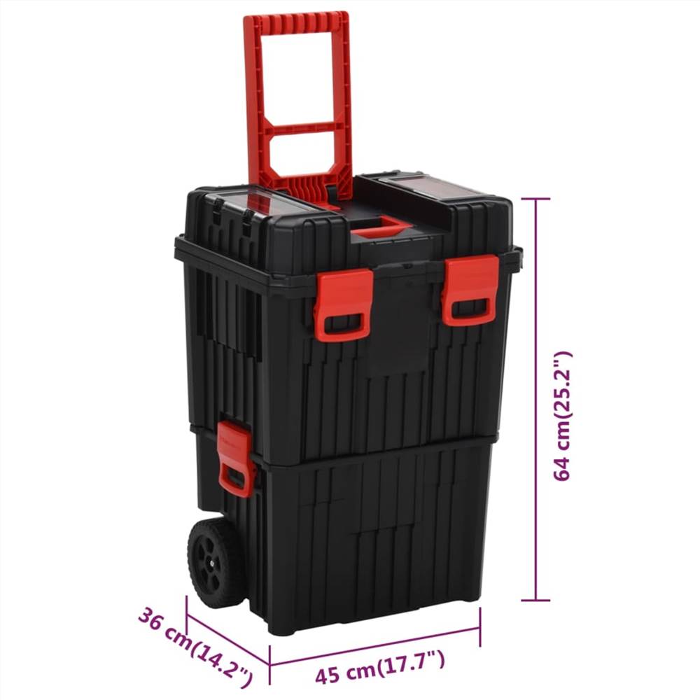 Toolbox Trolley Black and Red Polypropylene