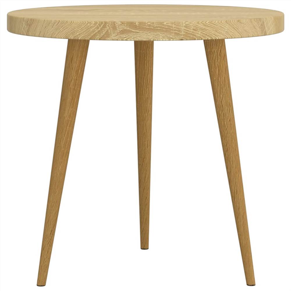 3 Piece Side Table Set Light Brown MDF and Iron