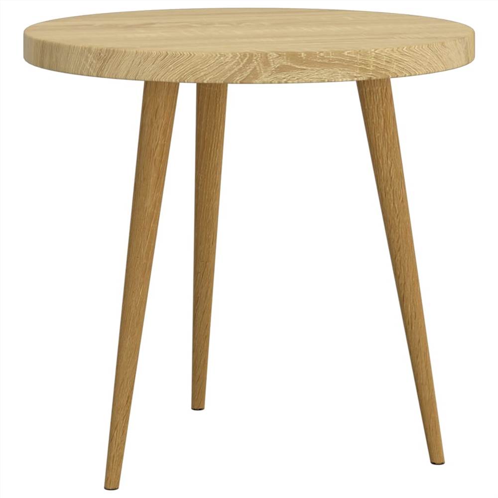 3 Piece Side Table Set Light Brown MDF and Iron