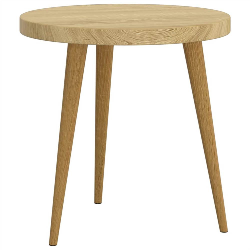 3 Piece Side Table Set Light Brown MDF and Iron