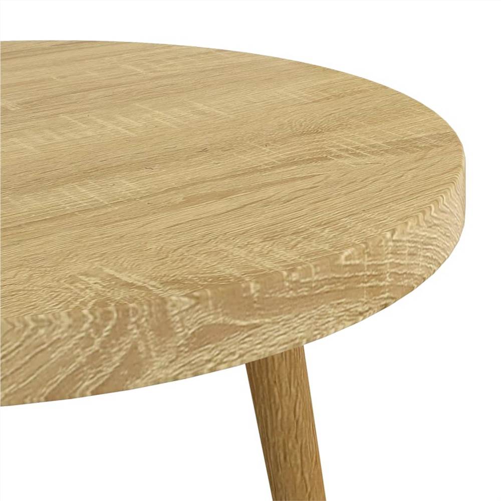 3 Piece Side Table Set Light Brown MDF and Iron