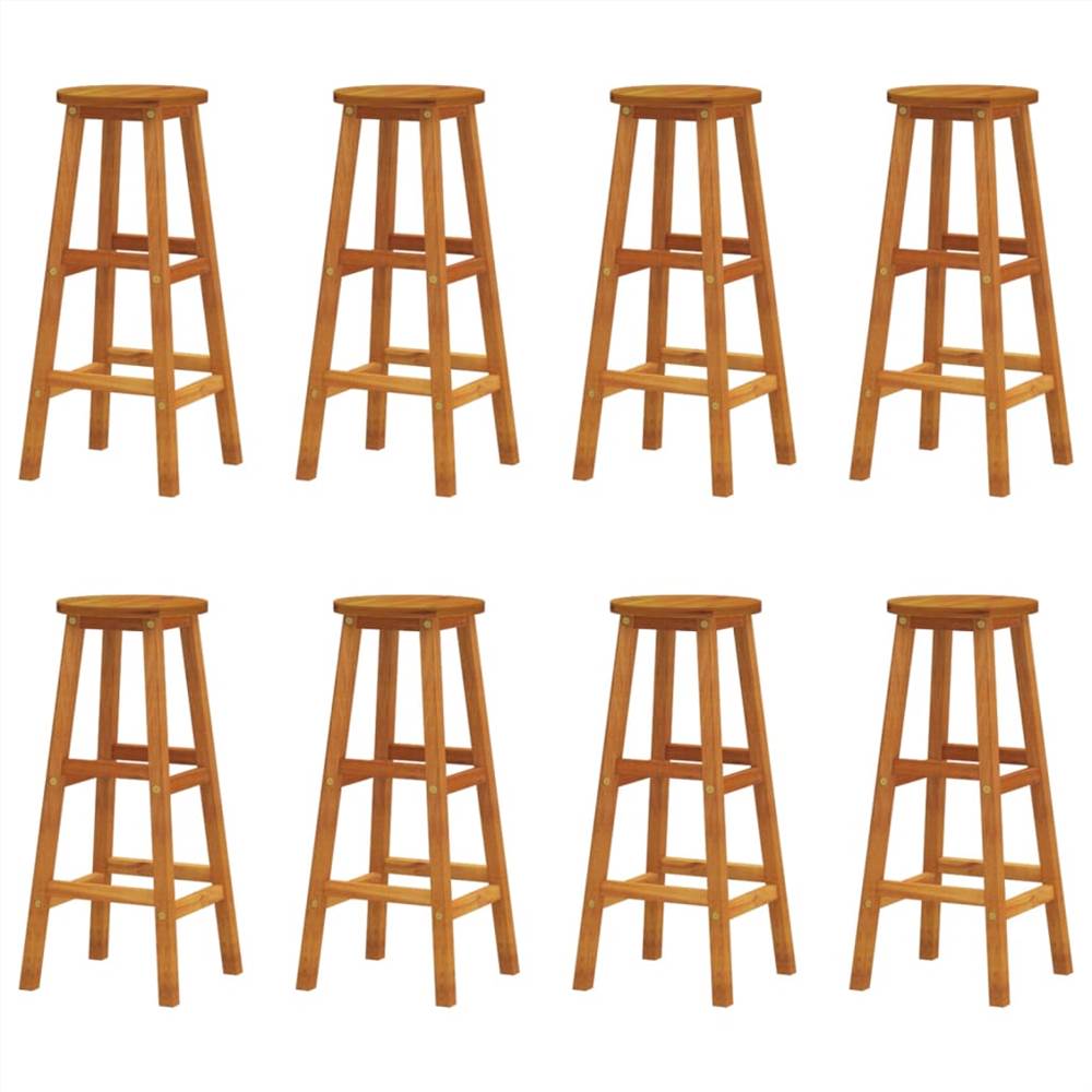 Bar Stools 8 pcs Solid Wood Acacia