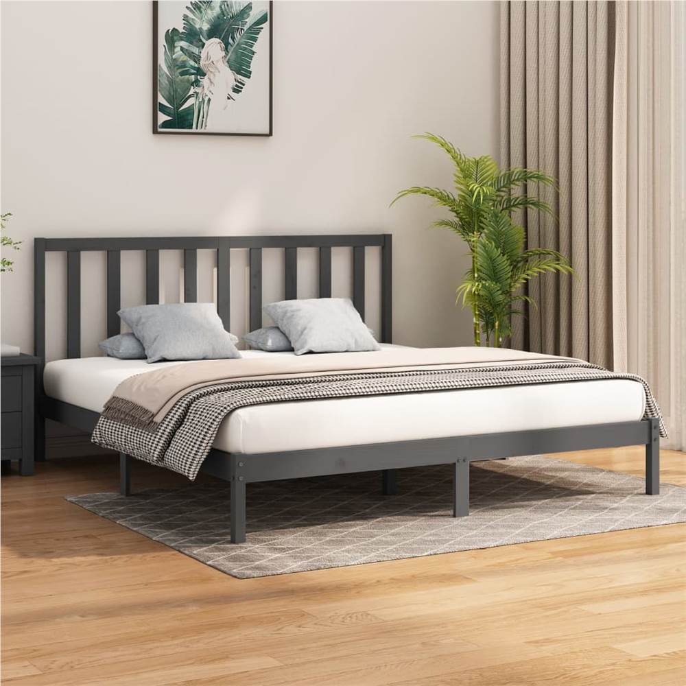 

Bed Frame Grey Solid Wood 200x200 cm