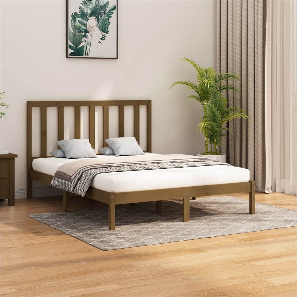 

Bed Frame Honey Brown Solid Wood 140x200 cm