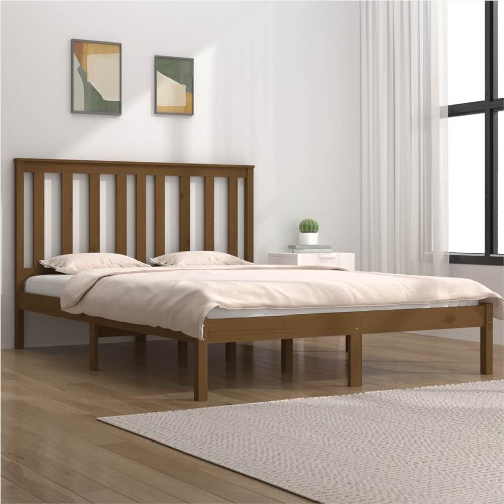 Bed Frame Honey Brown Solid Wood Pine 200x200 cm