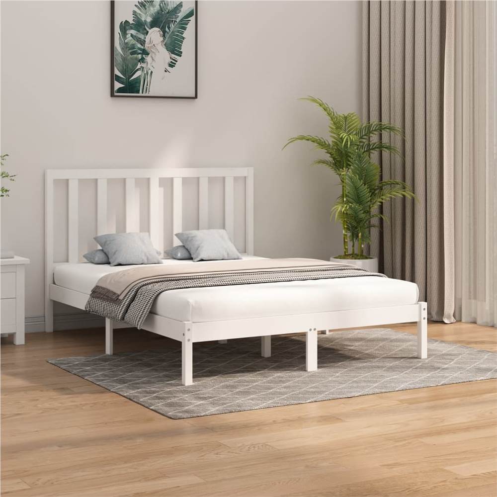 

Bed Frame White Solid Wood 140x200 cm