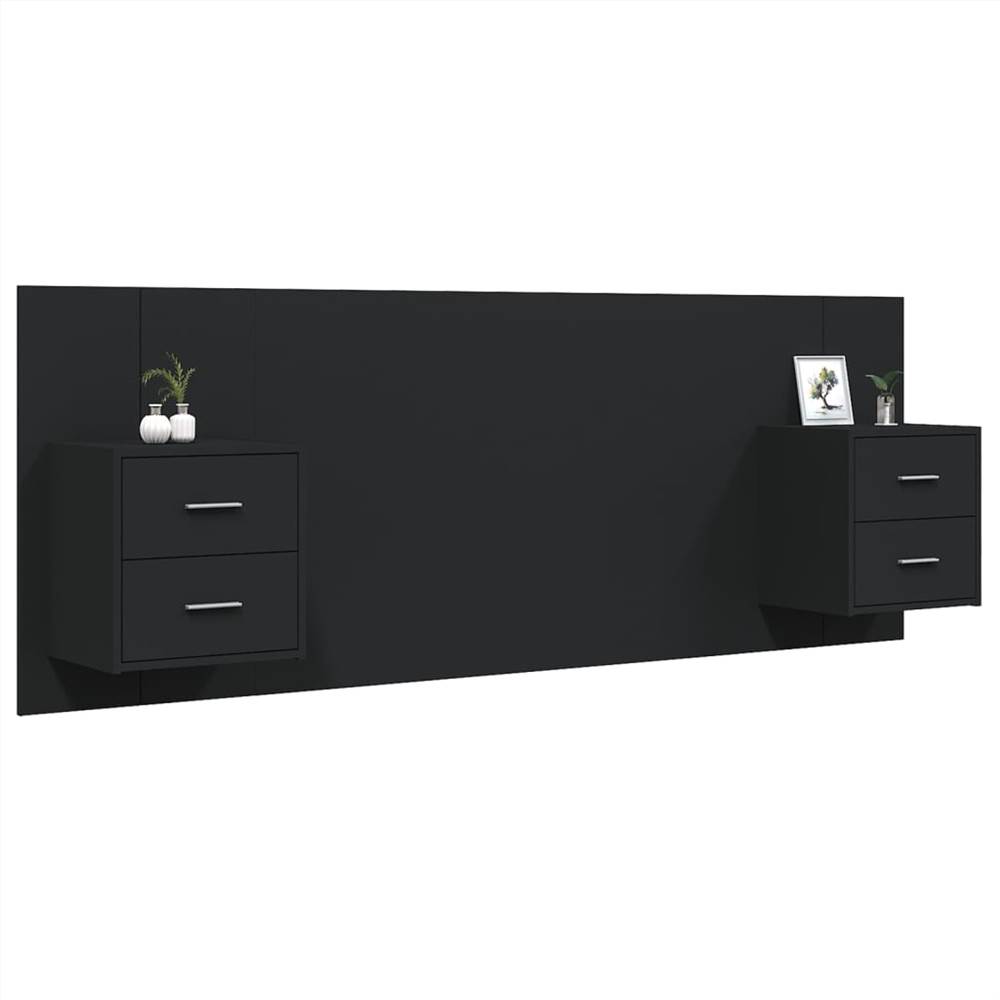 Bed Headboard with Black Engineered Wood