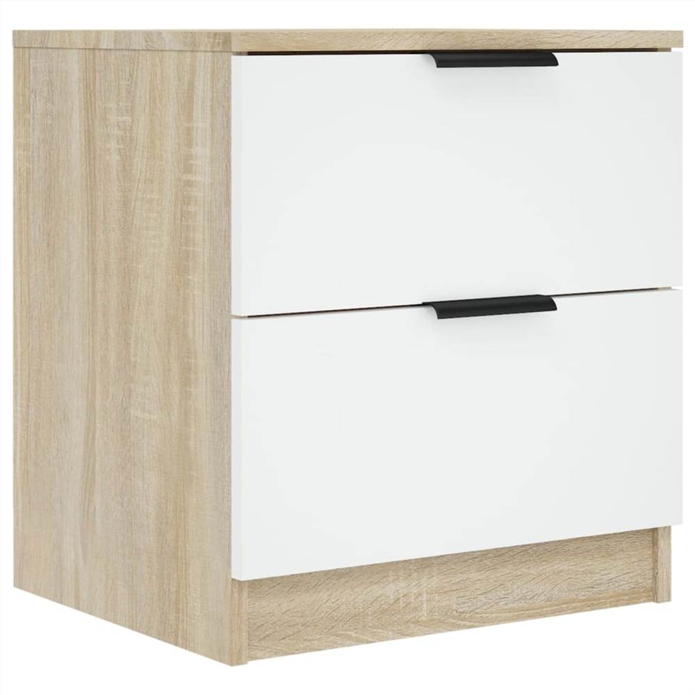 Bedside White and Sonoma Oak Engineered Wood