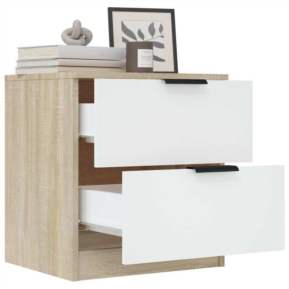 Bedside White and Sonoma Oak Engineered Wood