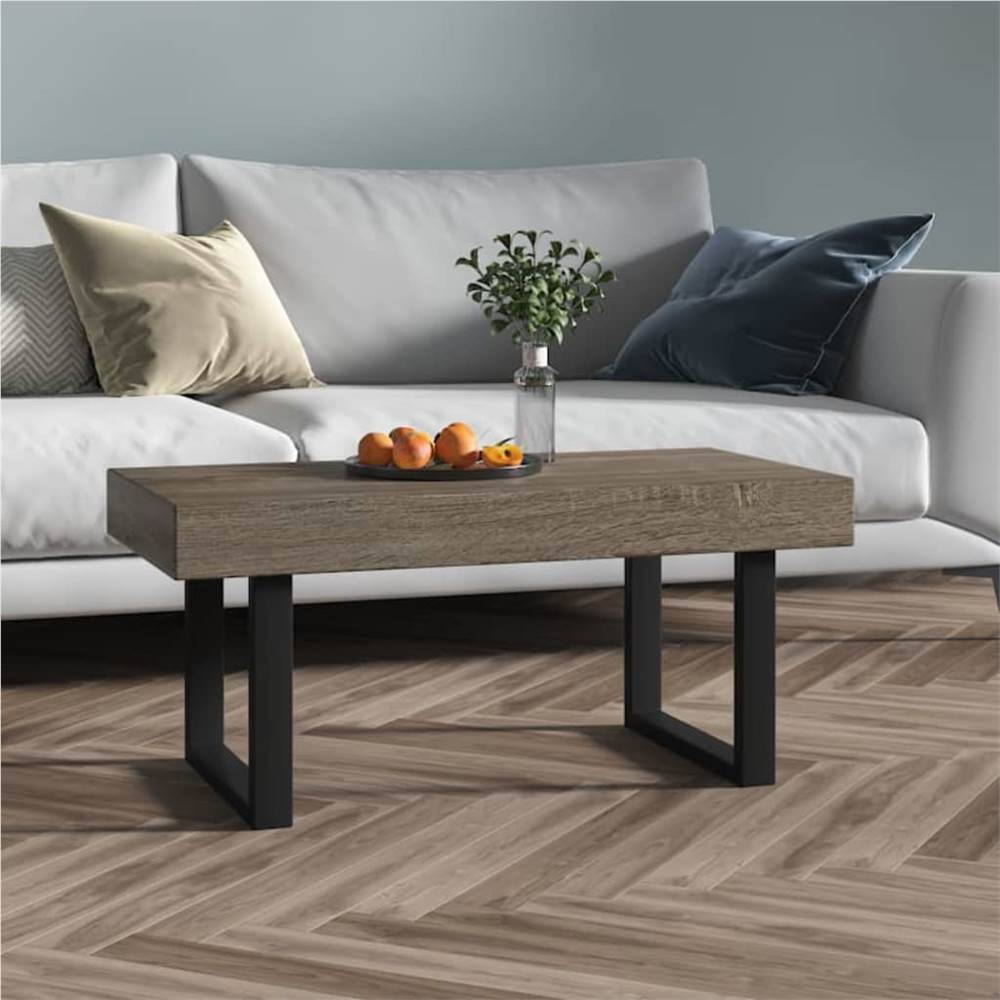 Coffee Table Grey and Black 90x45x40 cm MDF and Iron