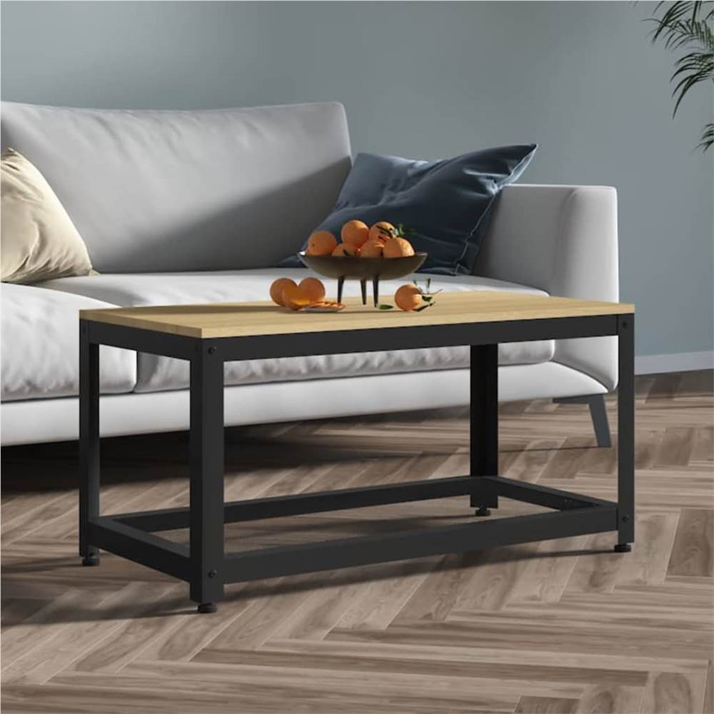 Coffee Table Light Brown and Black 90x45x45 cm MDF and Iron