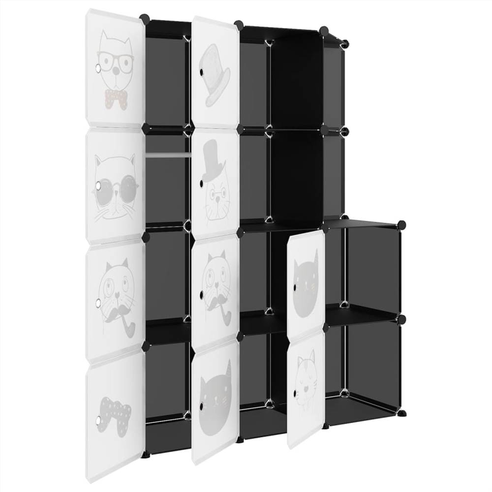 Cube Storage Cabinet For Kids With 10 Cubes Black PP 17 Cube Storage Cabinet for Kids with 10 Cubes Black PP
