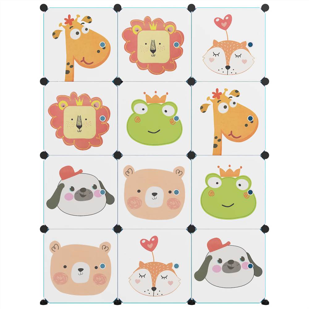 Cube Storage Cabinet for Kids with 12 Cubes Blue PP