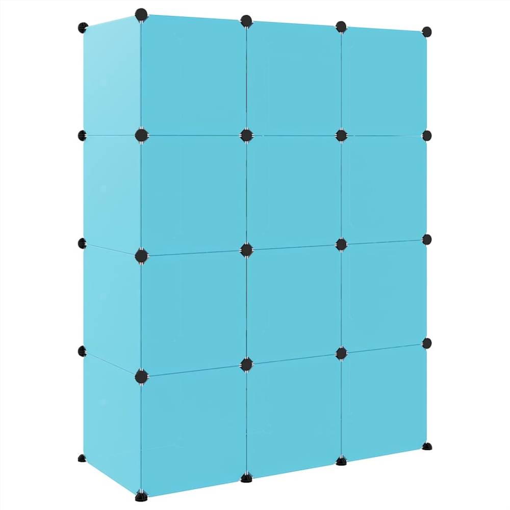 Cube Storage for Kids with 12 Cubes Blue PP
