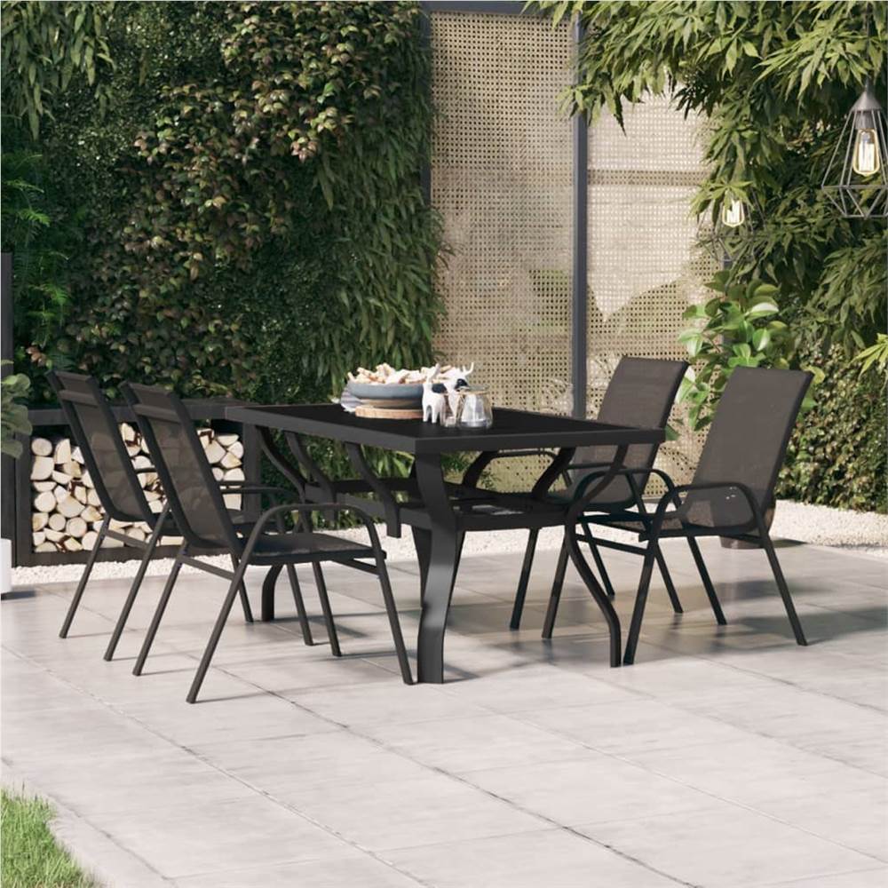Garden Table Black 140x70x70 cm Steel and Glass