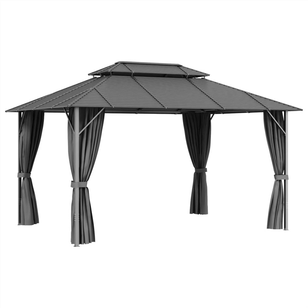 Gazebo with Sidewalls&Double Roof 3x4 m Anthracite