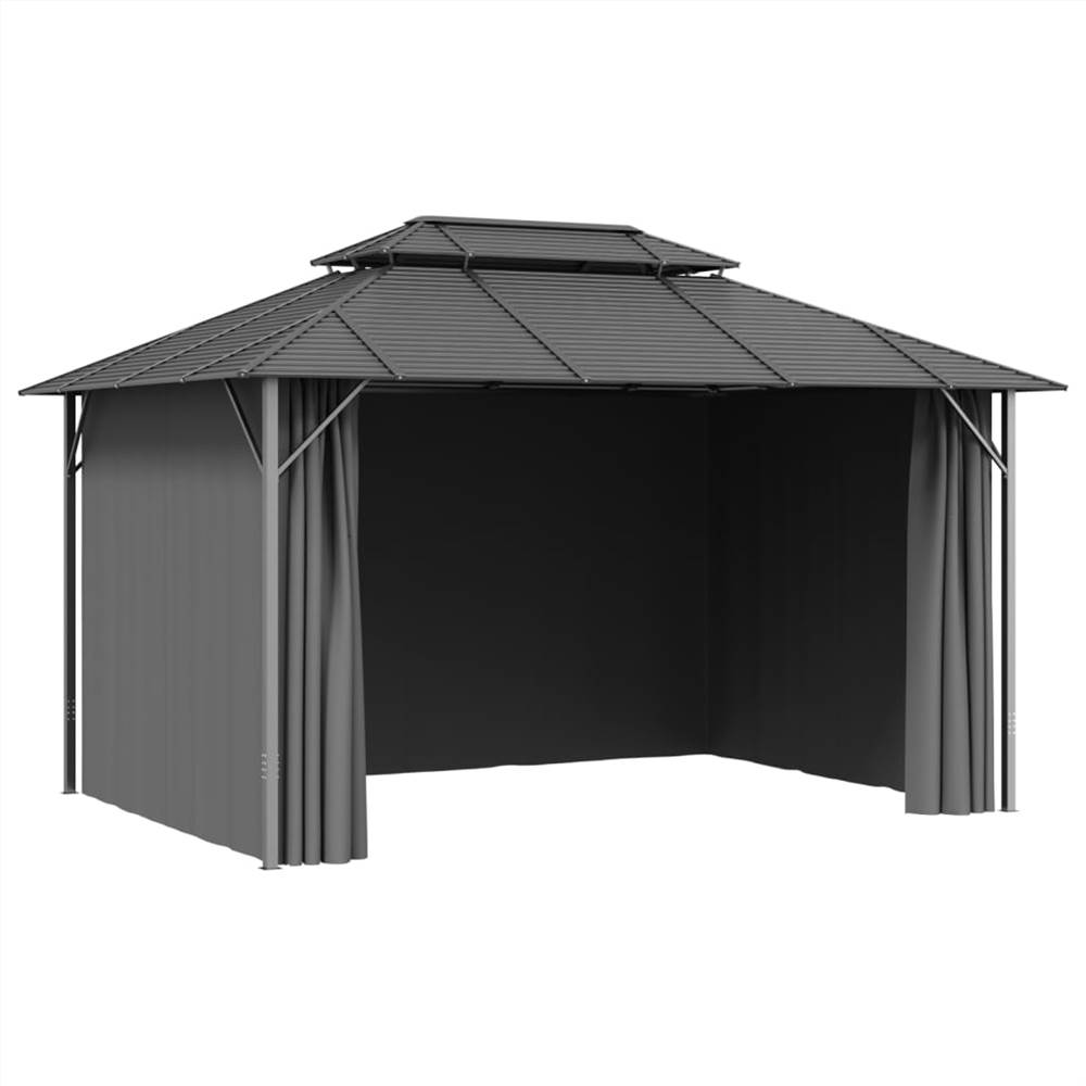 Gazebo with Sidewalls&Double Roof 3x4 m Anthracite