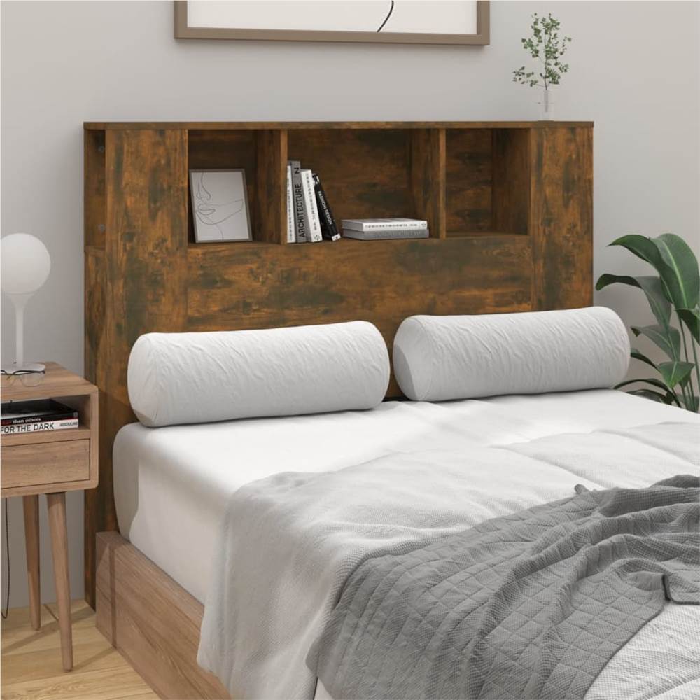 Headboard Cabinet Smoked Oak 120x18.5x104.5 Cm 8 Headboard Cabinet Smoked Oak 120x18.5x104.5 cm