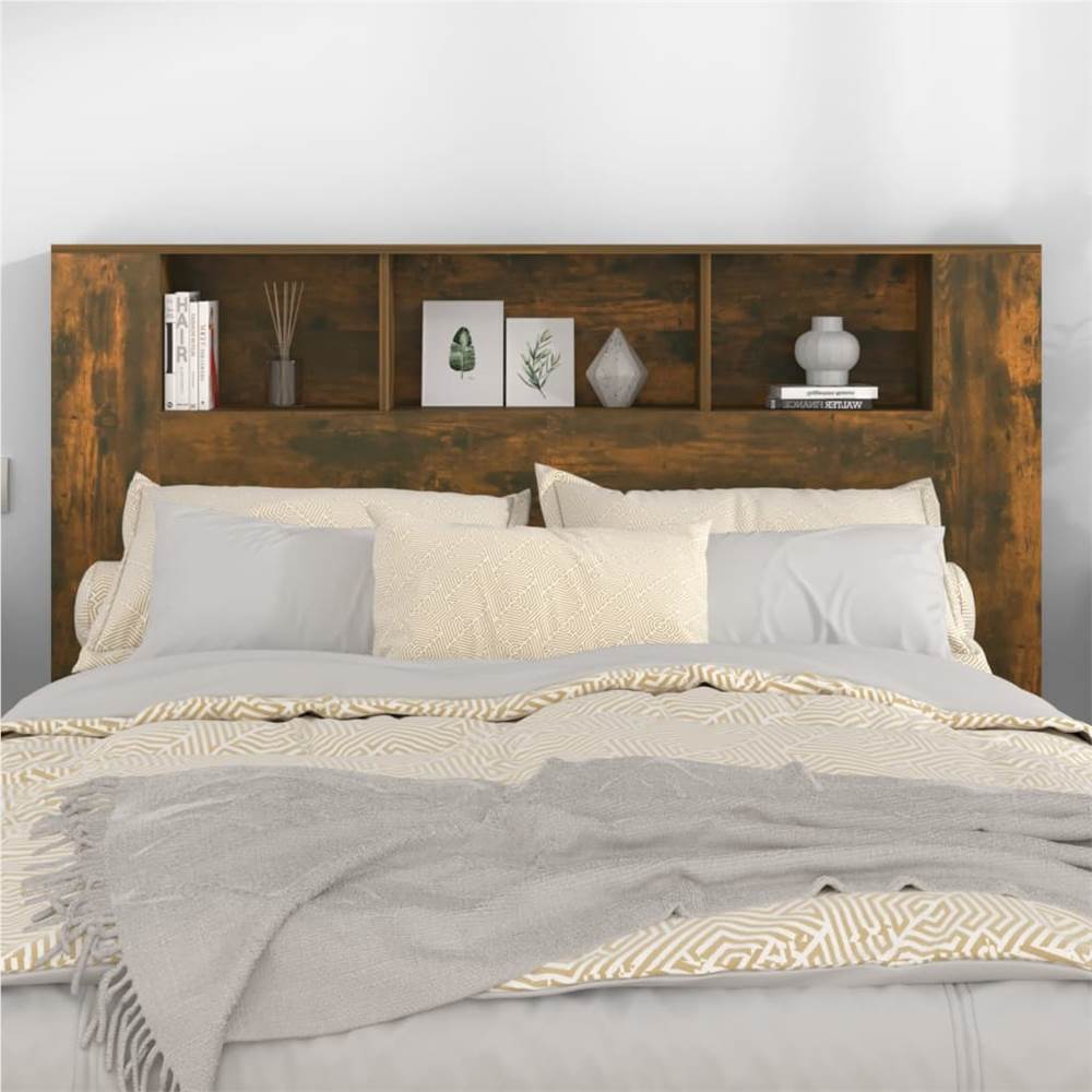 Headboard Cabinet Smoked Oak 160x18.5x104.5 Cm 8 Headboard Cabinet Smoked Oak 160x18.5x104.5 cm