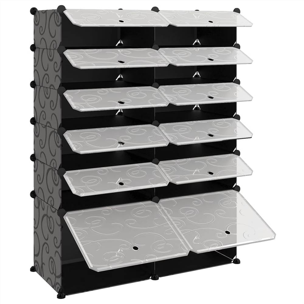 Shoe Rack Black 94x37x125 Cm PP 17 Shoe Rack Black 94x37x125 cm PP