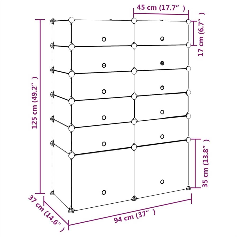 Shoe Rack Black 94x37x125 cm PP