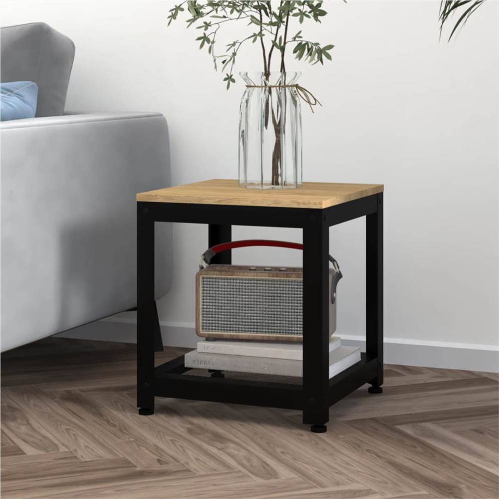 Side Table Light Brown and Black 40x40x45 cm MDF and Iron