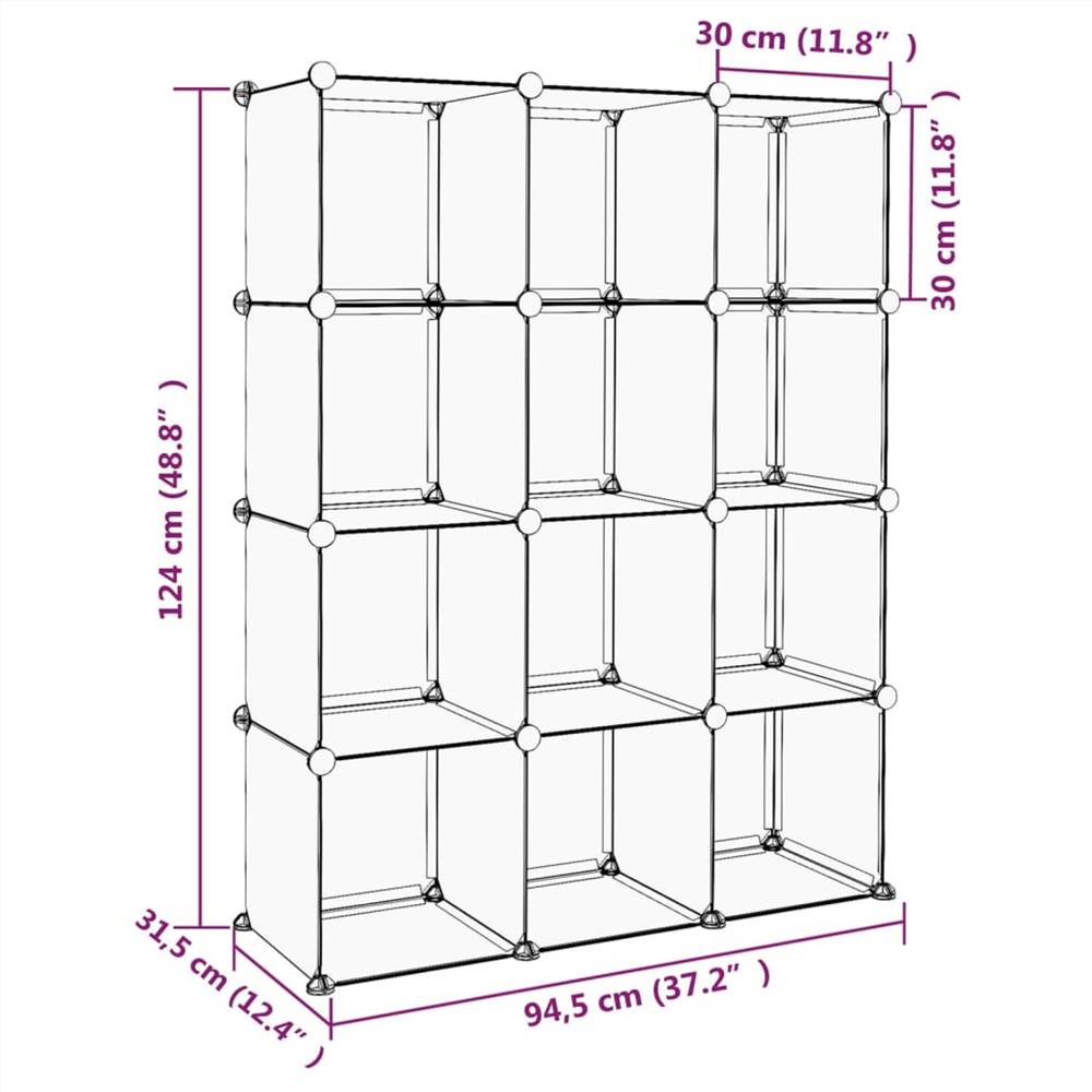 Shop the best of Storage Cube Organiser With 12 Cubes Transparent PP at