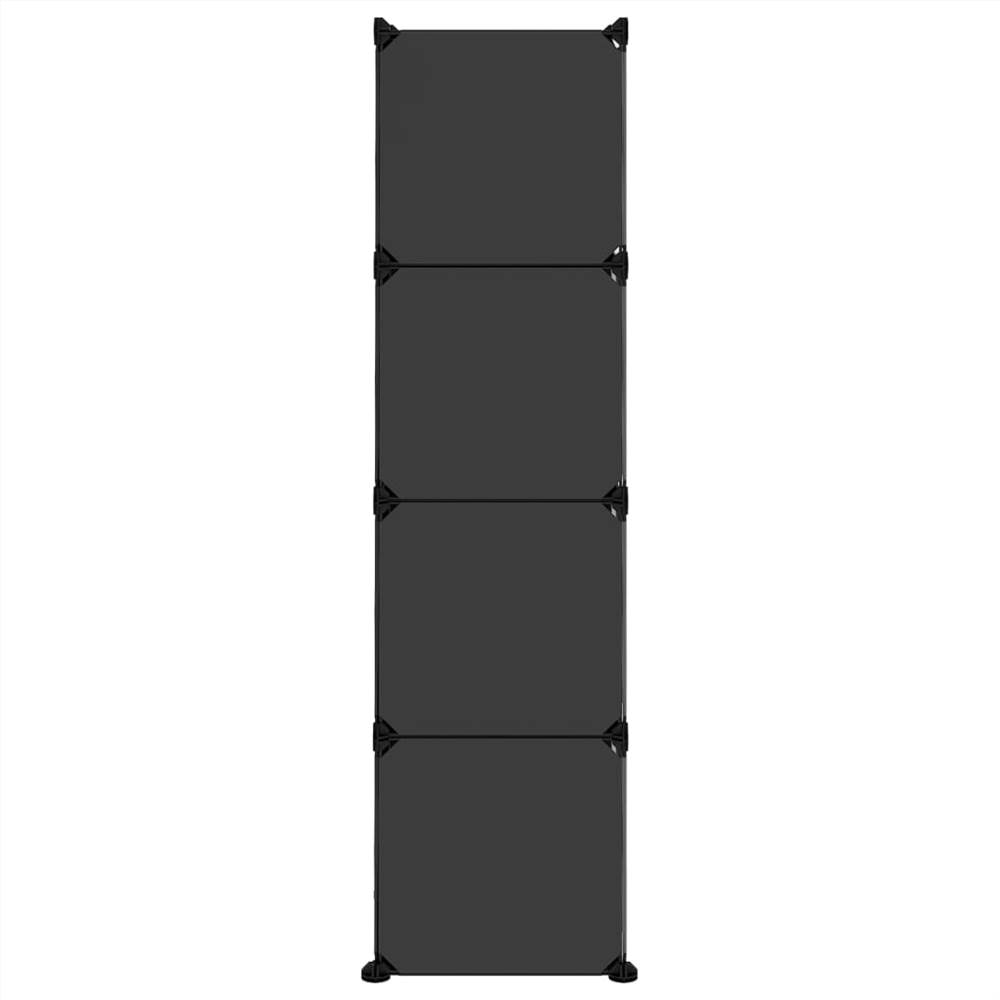 Storage Cube Organiser with 12 Cubes and Doors Black PP