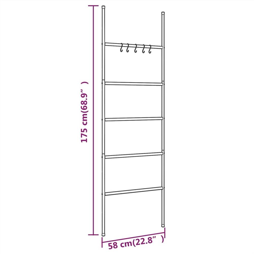 Towel Rack Ladder with 5 Tiers Black 58x175 cm Iron