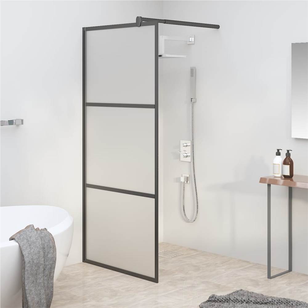Walk-in Shower Wall 80x195 cm Frosted ESG Glass Black