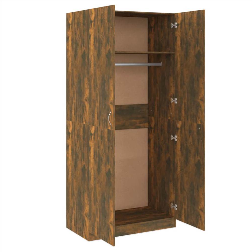 Wardrobe Smoked Oak 90x50x200 Cm Engineered Wood 10 Wardrobe Smoked Oak 90x50x200 cm Engineered Wood