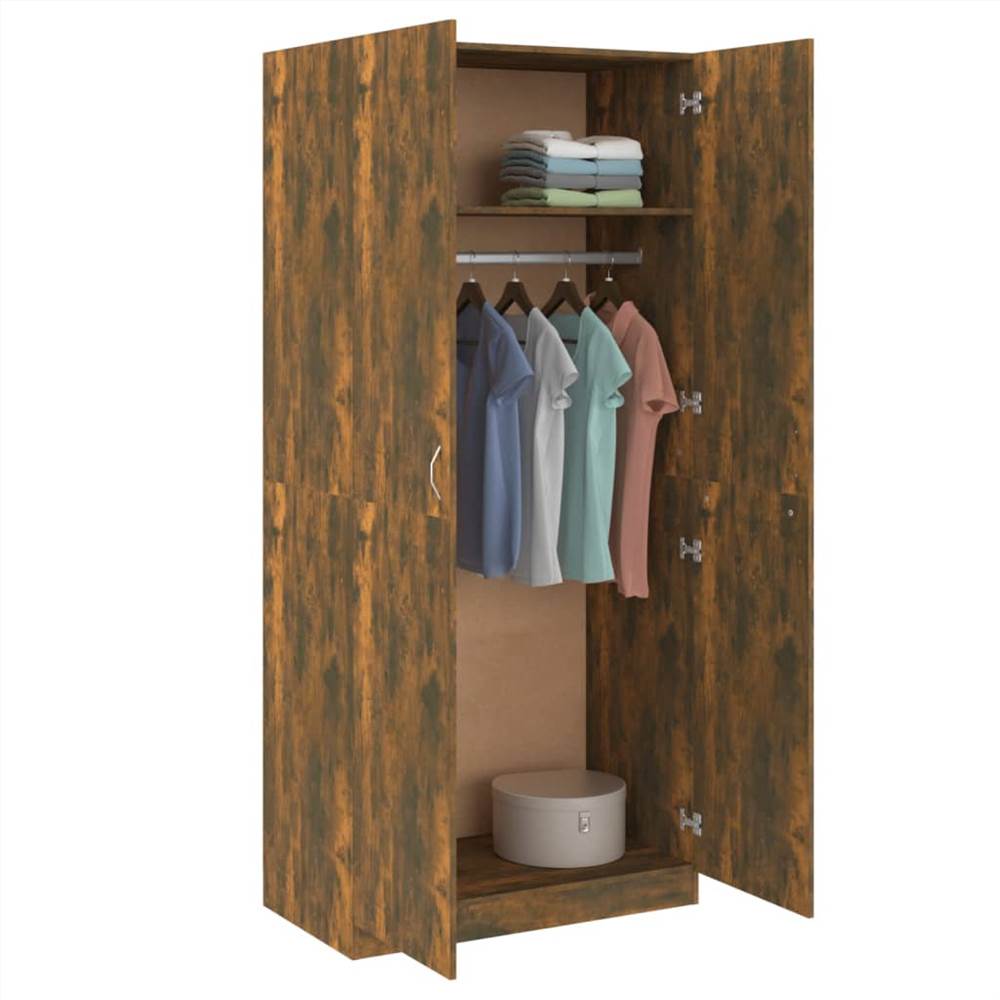 Wardrobe Smoked Oak 90x50x200 Cm Engineered Wood 12 Wardrobe Smoked Oak 90x50x200 cm Engineered Wood
