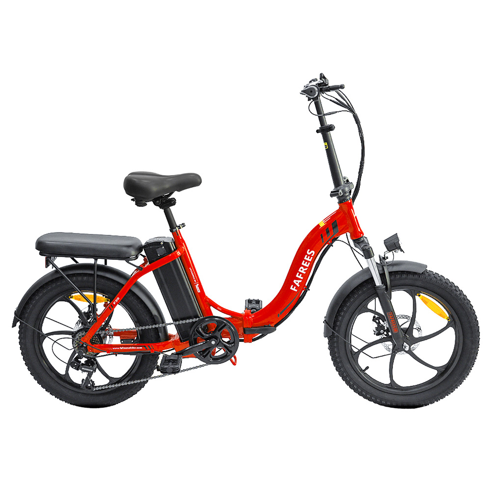 FAFREES F20 Electric Bike 20 Inch Folding Frame E-bike 7-Speed Gears With Removable 15AH Lithium Battery - Red